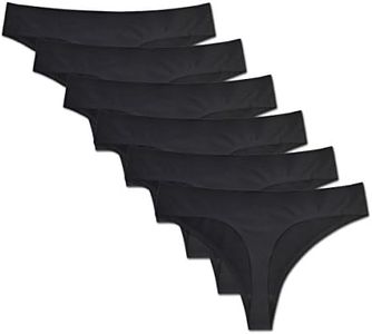 Bolivelan Womens Low-Rise Seamless Thongs Comfy Underwear G-Strings Panties (Black 6 Pack, US 6=AU 8)