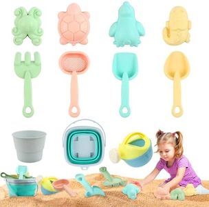 Set di 11 Giochi Spiaggia Bambini, Giocattolo da Spiaggia per Bambini, Giochi Sabbia con Paletta di Sabbia, Secchio Pieghevole, Stampi per Sabbia E Annaffiatoio, Giocattolo per Ragazze e Ragazzi