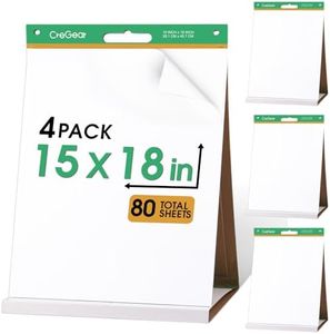 CREGEAR Portable Tabletop Easel Pad 15 x 18 Inches, 4 Pack 20 Sheets/Pad, Super Sticky Tabletop Easel Pad With Built-in Stand For Offices and Schools, Great for Virtual Learning and Presentation