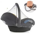 Zamboo - Universal Mosquito Net for Infant Car Seat - Soft, Durable Insect and Bug Protection Net with Ultra Fine Mesh and Elastic Band (e.g. Maxi-Cosi, Cybex, Joie) / Opening for Easy Carrying - Grey