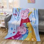 Peppa Pig Character Throw Blanket – Soft and Cozy 46” x 60” Micro Raschel Blanket – Lightweight Plush Ultra Soft Throw for Boys & Girls