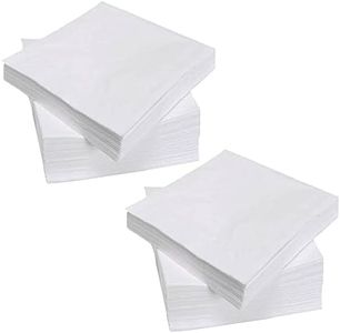 200 Count 2 Ply Plain White Beverage Napkins Disposable Four Fold Cocktails Paper Napkins 9.8" X 9.8" Unfolded for Party and Every Day Use