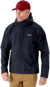 Rab Men's Downpour Eco Waterproof Breathable Jacket for Hiking, Trekking, & Climbing - Black - Large