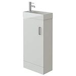 VeeBath Bathroom Cloakroom Vanity Basin Cabinet Unit Free Standing White High Gloss Sink Storage Furniture (Sheen)