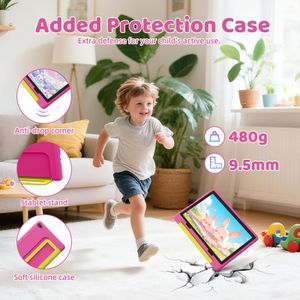 Laptok 10" Kids Tablet, Android 14 – 14GB+64GB, 1TB Expandable, Pink Case