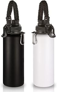 Volhoply 1200ml Isolato Borraccia Termica 2 Confezioni,Bottiglia in Acciaio Inox con Cinturino in Paracord,Thermos Bottle a Doppia Parete,Bottiglie Sportive per Bambini,Scuola,Lavoro(Miscela,2 set)