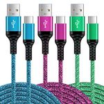 USB C Charger Cable Type C, 6FT 3Pack USB Samsung Charger Cable Fast Charge, Nylon Braided Type C Lead for Samsung Galaxy S24 Ultra S23 FE S22+ S21 S20 A12 A13 A14 5G A22 A50 A52 A54, Huawei, Xiaomi