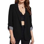 MINTLIMIT Women Lapel Blazer Long Sleeve Casual Blazer Open front Jacket Suit Work Office Business (Black,S)