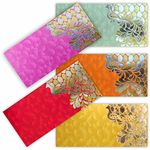 PARTH IMPEX Shagun Gift Envelope for Cash (Pack of 50) 7.5" x 3.5" Peacock Feather Gold Silver Foil Stamping Assorted Color Money Holder Card for Christmas Diwali Birthday Wedding Graduation