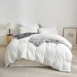 Ruccit White Dark Grey Duvet Cover Sets King Size Duvet Cover Reversible White Grey Bedding Set Soft Plain Brushed Microfiber Duvet Cover with 2 Pillowcase,Zipper Closure,Fade-resistant