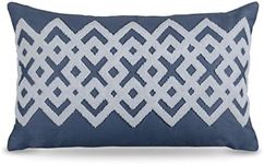 Lincove Boho Accent Decorative Throw Pillow for Bedding, Living Room, Or Sofa, Pillow Insert Included - 100% Cotton Sham, Embroidered Abstract Pattern, Measures 18”X11” - Ready to Use