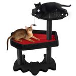 HSIGIO Gothic Cat Tree with Extra Large Coffin Bed, Black Cat Tower for Indoor Cats with Sisal Scratching Posts, Spider Hanging Ball, Multi-Level Cat Activities Platform for Halloween