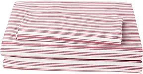 Nautica - Full Sheets, Cotton Percale Bedding Set, Casual Home Decor, Dorm Room Essentials (Coleridge Stripe Red, Full)