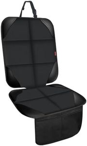 MORROLS Protector de asiento de coche para sillas infantiles, protectores de cuero impermeables con base antideslizante, bolsillos grandes de malla, cuero y tela, para SUV, sedán, maletero, 1 paquete