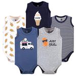 Hudson Baby Unisex Baby Cotton Sleeveless Bodysuits, Ice Cream Truck, 0-3 Months