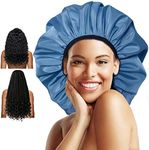 Auban Extra Large Shower Cap, Double-Layer Waterproof Reusable Satin Lining XL Shower Bonnet for Women Long Hair, Braids, Locs, perms