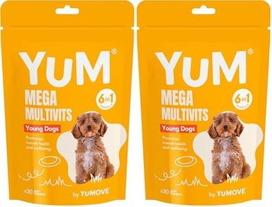 YuM Young Mega MultiVits Dog Vitamins, 6-in-1 Daily Vitamins and Supplements for Joints, Gut Health, and Brain Development, Aged 1+, 30 Multivitamin Chews (Pack of 2)