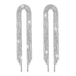 Shining Jewel - By Shivansh Crystal & Ad Silver Plated Fancy Western Style Cocktail Chandelier Long Earrings For Women (Sje_43_S)