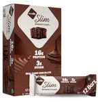 NuGo Slim Dark Chocolate Brownie Crunch, 16g Protein, 2g Sugar, 7g Fiber, 190 Calories, Low Net Carbs, Gluten Free, 12 Count