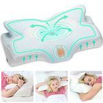 Elviros Cervical Memory Foam Pillow for Neck Pain Orthopedic Neck Pillow for Shoulder Pain Ergonomic Head Neck Support Pillow for Side/Back/Stomach Sleepers with Removable Cover (Blue)