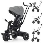 Puggle Easy Twist 6-in-1 Folding Trike with Parent Handle - Melange Grey (9 Months - 5 Years)