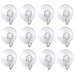Navoys Pack of 12 40mm Suction Cup Hooks - Premium PVC Cups with Metal Hooks, Window Glass Suction Cups, Ideal for Bathrooms, Towels, Sponges, Wreaths or Kitchen Utensils