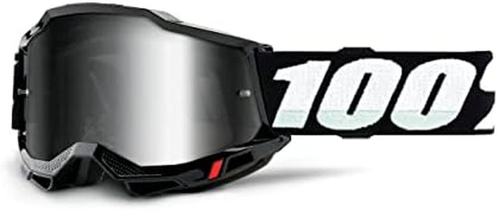 100% Accuri 2 Goggles - Eyewear for Motocross & Mountain Biking - Goggles for Dirt Bikes, Motorcycles & Bike Sports - Black, Mirror Silver Lens