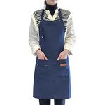 LOYGLIF Apron for Men Women with Adjustable Straps and Large Pockets, Canvas Cotton Cooking Kitchen Chef Bib Aprons Waterproof Blue