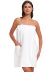 Vislivin Wrap Bathrobe for Women Shower Wrap Towel Bath Body Wrap Towel with Adjustable Snap Closure White S/M