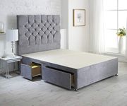 Comfort24 Ibex Luxury Conti Divan Bed + 54" Height Headboard - 2 Drawers (Superking (6'0), Slate Grey)