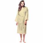 Enchant Home Premia - Pure Cotton | Highly Absorbent| Super Soft | Light Weight| Unisex Waffle Design Bath Robe (Light Yellow)