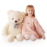 IKASA Giant Teddy Bear Stuffed Animal - Large Soft Toys Cute Plush Toy - Jumbo Big Oversized Fat Bears Animals Huge Life Size - Gifts for Kids Girls Boys Childrens (White, 30 inches)