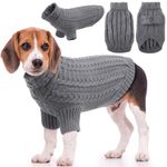 EMUST Pet Sweater, Cute Dog Sweaters for Medium Dogs with Diamond Pattern, Warm Dog Sweater for Cold Weather, Grey L