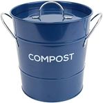 Metal Kitchen Compost Caddy - Composting Bin for Food Waste Recycling (Dark Blue)