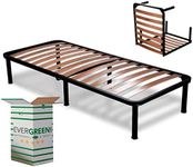 EVERGREENWEB – Folding Single Bed Frame 90x190-35 cm High with strong Iron Frame and Beech Wood Slats, Orthopedic Bed Base FULLY ASSEMBLED + 6 Legs for all Mattresses & Pillows, 100% ITALIAN