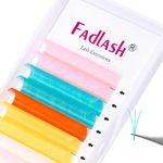 Volume Lash Extensions Neon Colored Lashes Extensions Easy Fan Hot Light Pink White Blue Orange Gold Light Purple Yellow Glow under UV Light (8 Color,0.07-D,14mm)