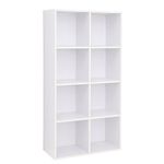 VASAGLE Bookcase, 8 Compartments Bookcase, Storage Cabinet, Bookcase, Divider, Display Stand, for Living Room, Bedroom, Office, 30 x 65.5 x 139.5 cm, White LBC24WT