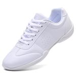 DADAWEN Women's Cheerleading Dance Trainers Gym Sports White Aerobics Shoes Girls 1 UK