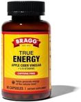 Bragg Apple Cider Vinegar True Energy Capsules – 6 B Vitamins – Caffeine Free - 750mg of Acetic Acid – Weight Management - Non-GMO, Vegan, Gluten Free, No Sugar - (90 Pills) (1)