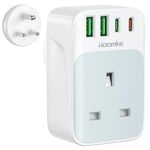 UK to India Plug Adapter, India Travel Adapter with 1 UK Socket and 4 USB(USB C PD 35W Fast Charging), UK to India Plug Adaptor for India, Pakistan, Sri Lanka, Yemen, Burma,Maldives and More(Type D)