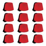 Beistle 60065 12 Piece Felt Fez Hats, Red/Black