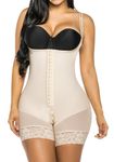 YIANNA Shapewear for Women Firm Tummy Control Bodysuit Hook High Compression Fajas Colombianas Body Shaper Zipper Crotch Butt Lifter Beige 3XL 7260