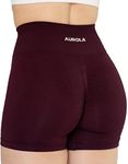 AUROLA Seamless Scrunch Short Women Workout Yoga Shorts High Waist Biker Shorts for Running Exercise (S, Black Cherry)