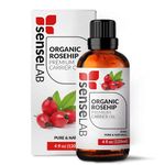 SenseLAB Organic Rosehip Oil - 100% Pure Extract Cold Pressed Rosehip Seed Oil Therapeutic Grade - Moisturizing Skin Oil - Tame Dry and Frizzy Hair - for Mixing with Essential Oils (120 ml)