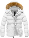 Wantdo Men's Hooded Puffy Coat Warm Winter Jackets (White, X-Large)