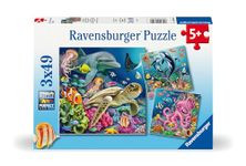 Ravensburger Underwater Sealife Adventure Jigsaw Puzzles for Kids Age 5 Years Up - 3x 49 Pieces - Dolphins, Whales, Octopus, Fish