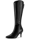 Allegra K Women's Pointed Toe Stiletto Heel Black Knee High Boots 7 M US