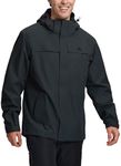 Pioneer Camp Hooded Rain Jacket for Men Lightweight Waterproof Hiking Shell with 3 Pockets Outdoor Windbreaker Coat