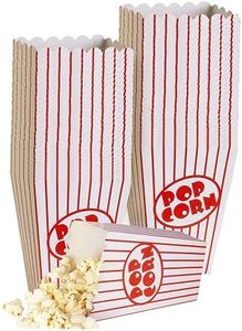 Kedudes Movie Night Popcorn Bags for Party (40pk) - Paper Popcorn Buckets - Red and White Popcorn Bags for Popcorn Machine, Movie Theater Decor Popcorn Container, Carnival Circus Party Popcorn Bowl