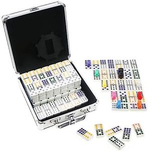 KAILE Max Size Large Mexican Train Dominos Game Set, 91 Tiles Double 12 Color Dots Dominoes Set for Travel Dominoes Game with Aluminum Case